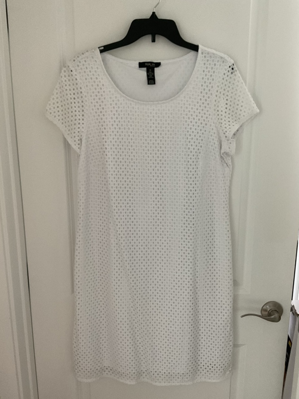Style & Co. White Eyelet Mini Dress sz 12